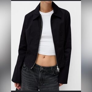 VTG black Leather Coat jacket zip up collared vintage 100% genuine fully lined